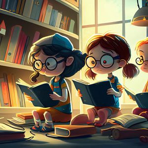 198133995-cartoon-child-reading-a-book-on-the-bed-world-book-day-loves-to-read